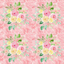 Wild Flower Bouquet on Swirl Fabric - Pink - ineedfabric.com