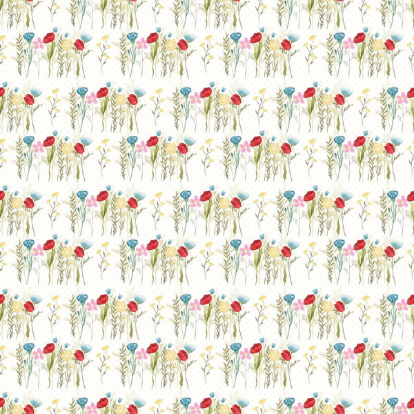 Wild Flowers Group Fabric - White - ineedfabric.com