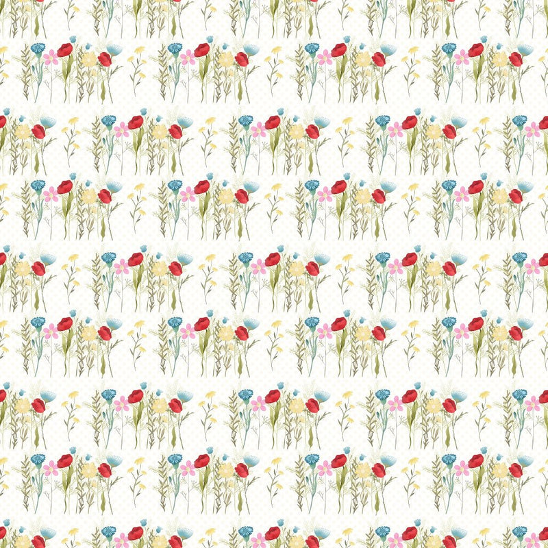 Wild Flowers Group Fabric - White - ineedfabric.com