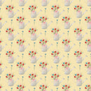 Wild Flowers in Watering Pot Fabric - Yellow - ineedfabric.com