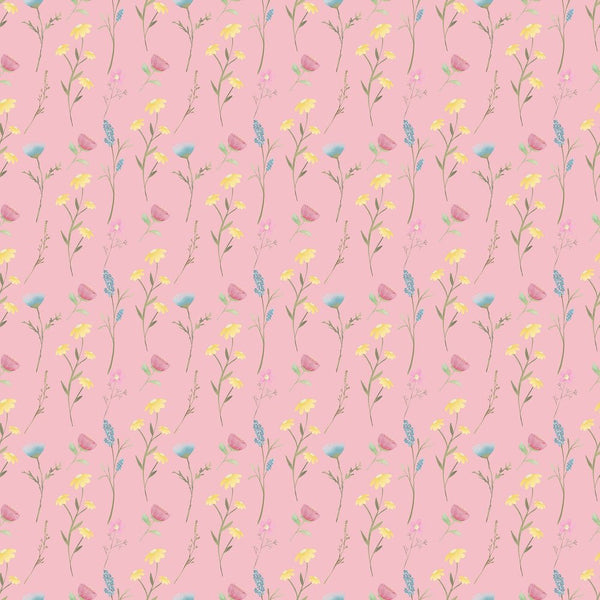 Wild Flowers Singles Fabric - Pink - ineedfabric.com