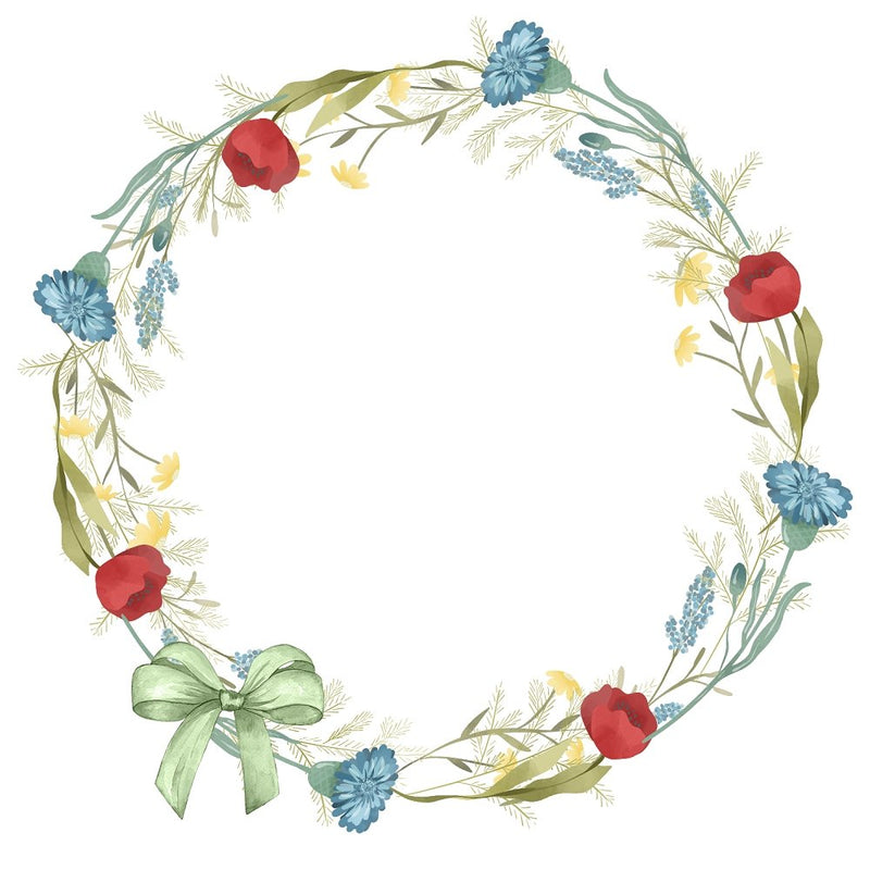 Wild Flowers Wreath Fabric Panel - ineedfabric.com