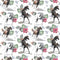 Wild Horses with Exotic Flowers Fabric - ineedfabric.com