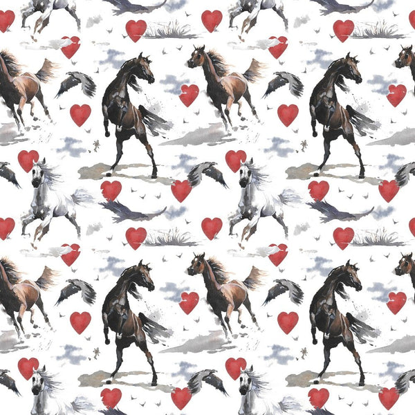 Wild Horses with Hearts Fabric - ineedfabric.com
