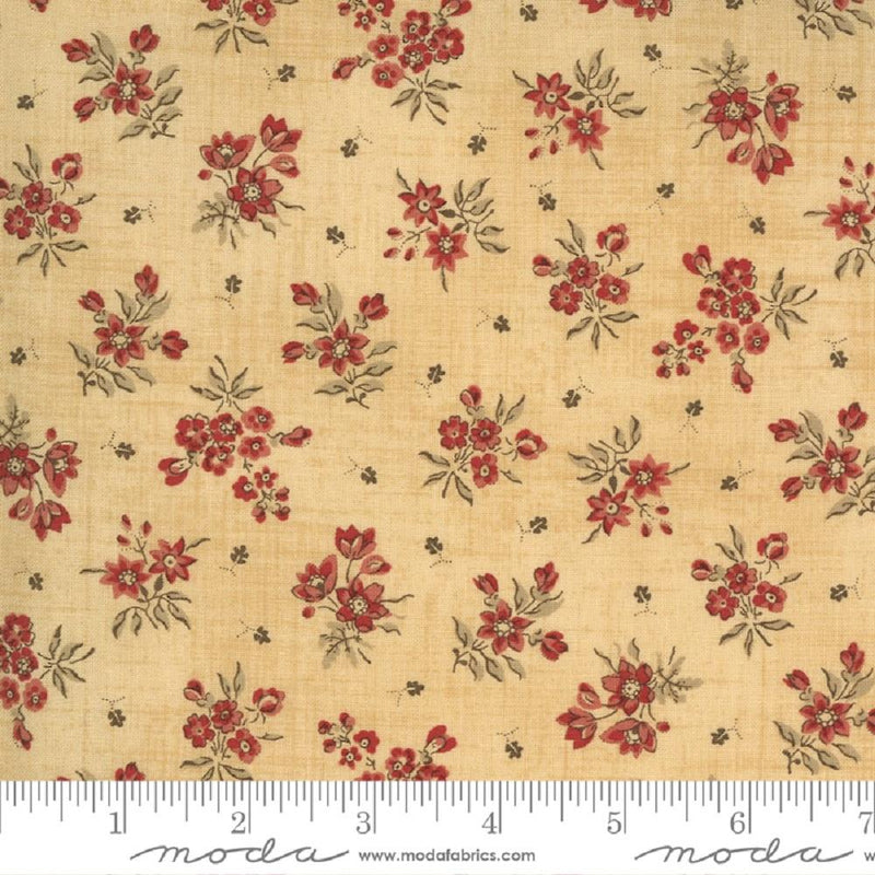 Wildflower Bouquet Floral Fabric - Cream Red - ineedfabric.com