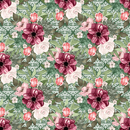 Wildflower Bouquet Themed Adamascado Fabric - Green - ineedfabric.com