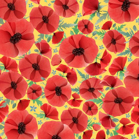 Wildflowers Poppies Fabric - ineedfabric.com