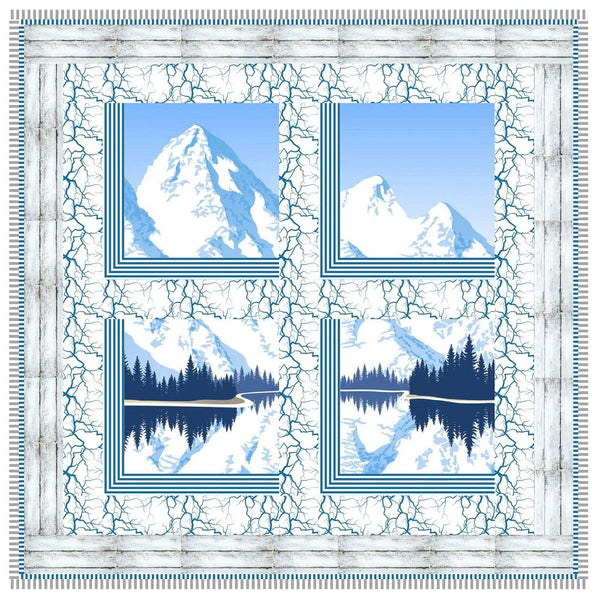 Window to the World - Snowy Mountains Wall Hanging 29 1/2" x 29 1/2" - ineedfabric.com