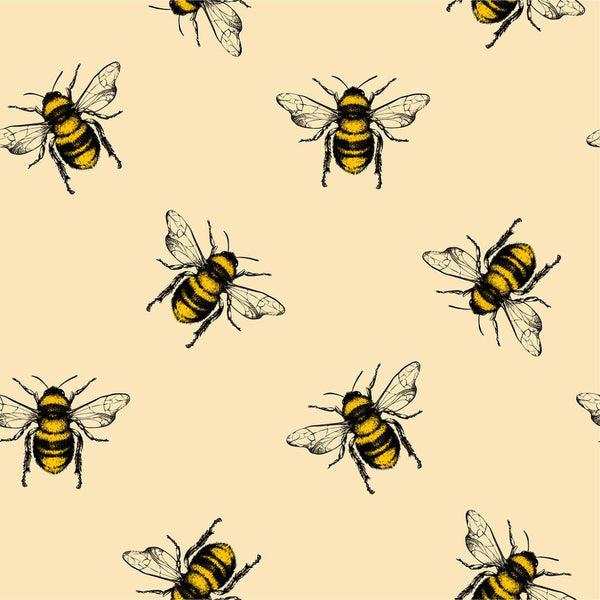 Wing Spread Honey Bees Fabric - Yellow - ineedfabric.com