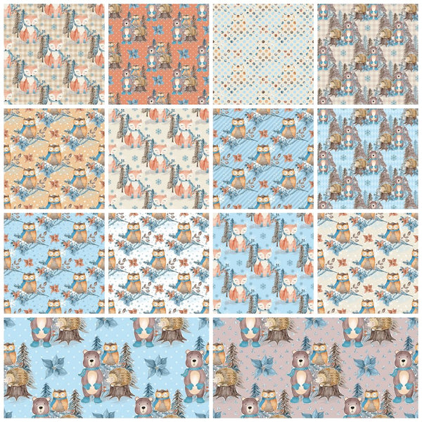 Winter Animals Fat Quarter Bundle - 14 Pieces - ineedfabric.com