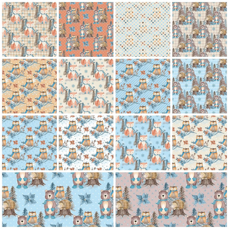 Winter Animals Fat Quarter Bundle - 14 Pieces - ineedfabric.com