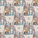 Winter Animals on Plaid Fabric - Tan - ineedfabric.com