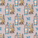 Winter Animals Scene on Shiny Triangles Fabric - ineedfabric.com