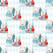 Winter Bear Blue Checkered Fabric - ineedfabric.com