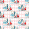 Winter Bear Pink Checkered Fabric - ineedfabric.com