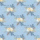 Winter Berries & Snowflakes Fabric - Blue - ineedfabric.com