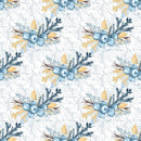 Winter Berry & Filigree Fabric - Blue - ineedfabric.com