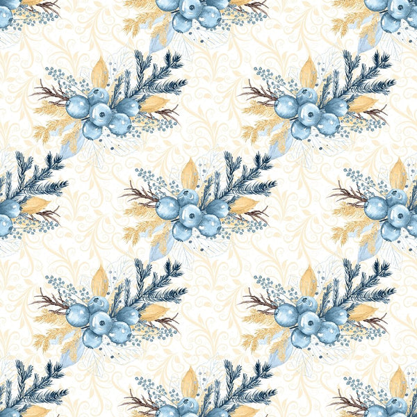 Winter Berry & Filigree Fabric - Tan - ineedfabric.com