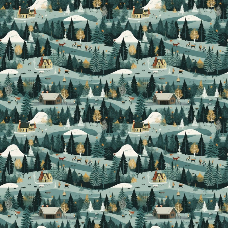 Winter Community Fabric - ineedfabric.com