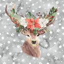 Winter Dreams Deer Head Fabric Panel - Gray - ineedfabric.com