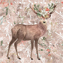 Winter Dreams Floral Deer Fabric Panel - Brown - ineedfabric.com