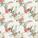 Winter Dreams Floral Deer on Dots Fabric - ineedfabric.com