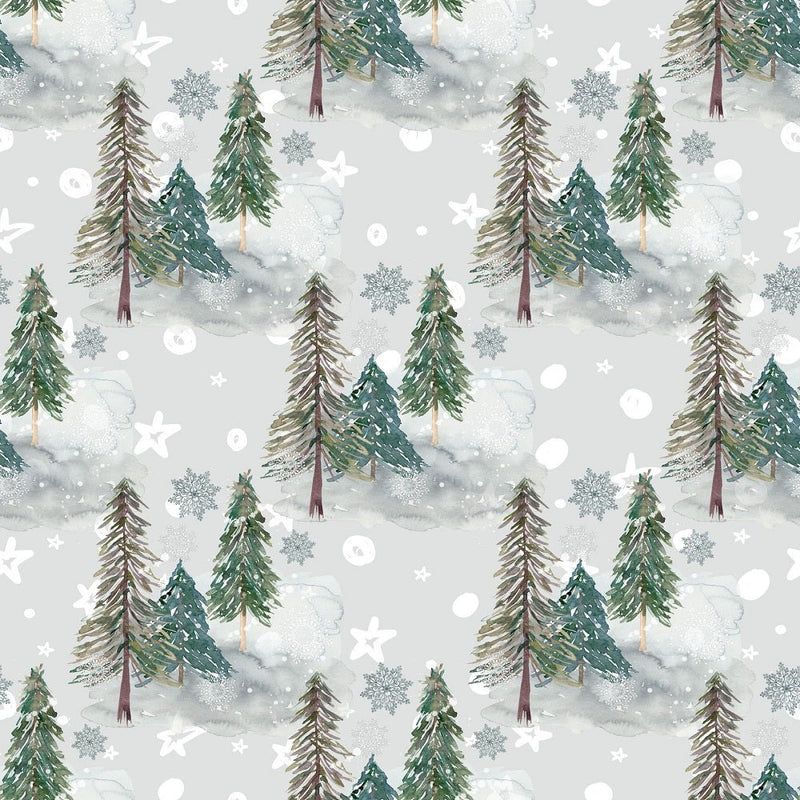 Winter Dreams Forest Fabric - Gray - ineedfabric.com