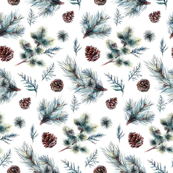 Winter Forest Allover Fabric - White - ineedfabric.com