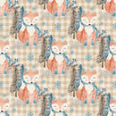 Winter Fox on Plaid Fabric - Tan - ineedfabric.com