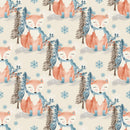 Winter Fox with Snowflakes Fabric - Tan - ineedfabric.com