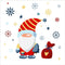 Winter Gnome With Present Fabric Panel - White - ineedfabric.com
