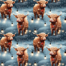 Winter Highland Cows Fabric - ineedfabric.com