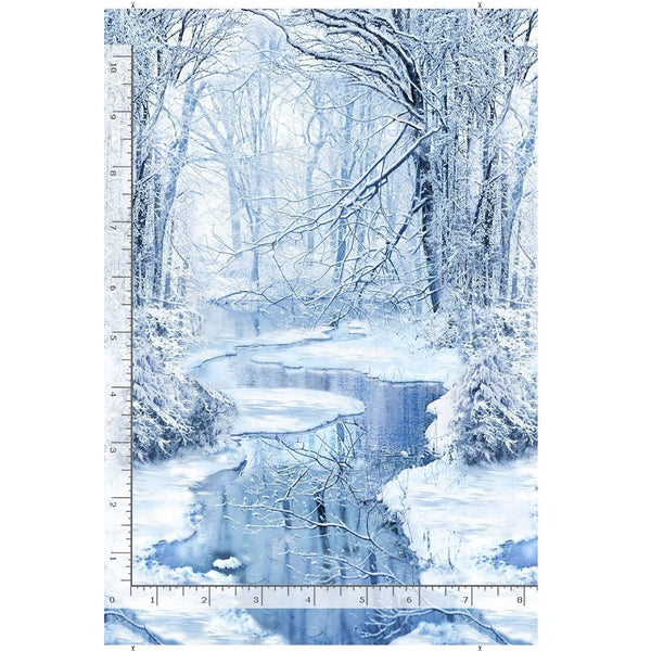 Winter Hike Fabric Panel - Blue - ineedfabric.com