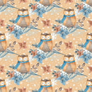 Winter Owl on Branch Fabric - Brown - ineedfabric.com