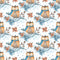Winter Owl on Branch Fabric - White - ineedfabric.com