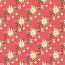 Winter Poinsettias & Ornaments Dotted Fabric - Red - ineedfabric.com