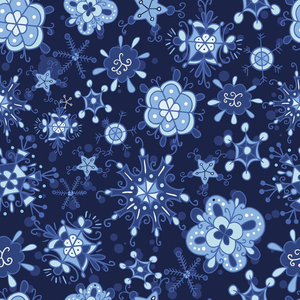 Winter Snowflake Fabric - Blue - ineedfabric.com