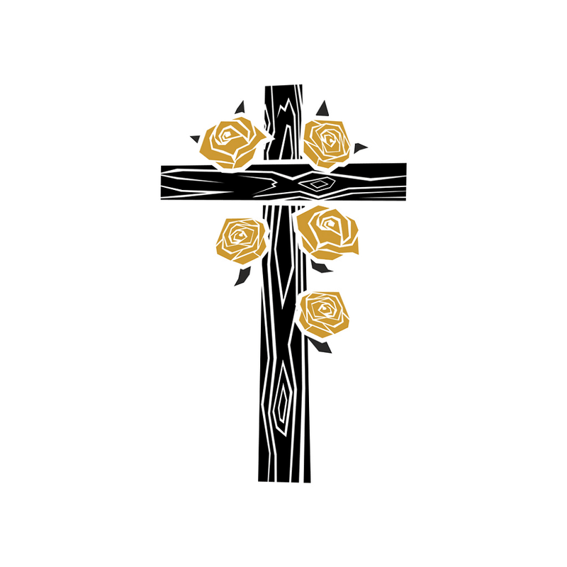 Wooden Cross Fabric Panel - Black - ineedfabric.com