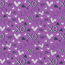 XOXO Hearts Pattern 11 Fabric - Purple - ineedfabric.com