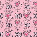 XOXO Hearts Pattern 12 Fabric - Pink - ineedfabric.com
