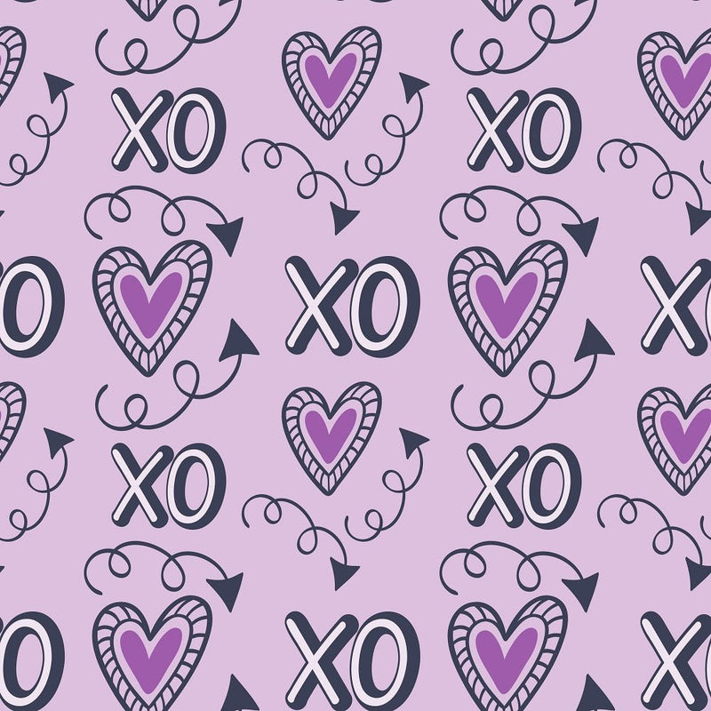 XOXO Hearts Pattern 12 Fabric - Purple - ineedfabric.com