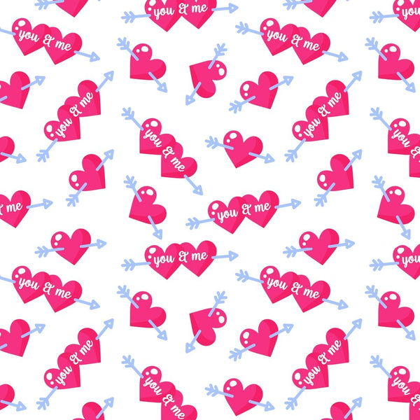 You & Me Cartoon Hearts Fabric - ineedfabric.com